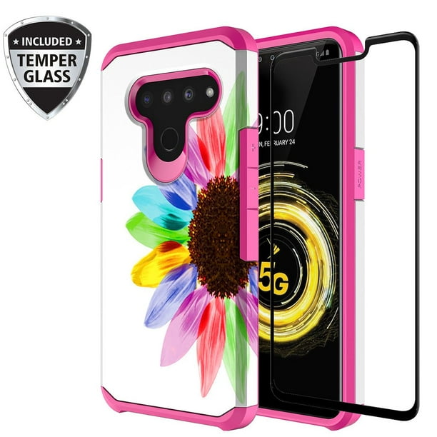 2019 Release Full-Body Protective Rugged Matte Bumper Cover with Built-in Screen Protector E-Began Case for LG G8 ThinQ Shockproof Impact Resist Durable Phone Case -Fantasy Marble Design 